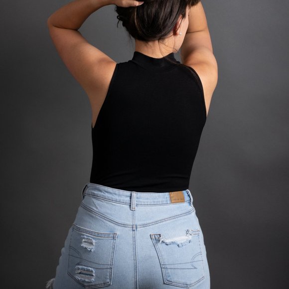 Black Mock Neck Bodysuit - Picture 7 of 10